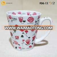 12oz flower porcelain espresso mug with handle